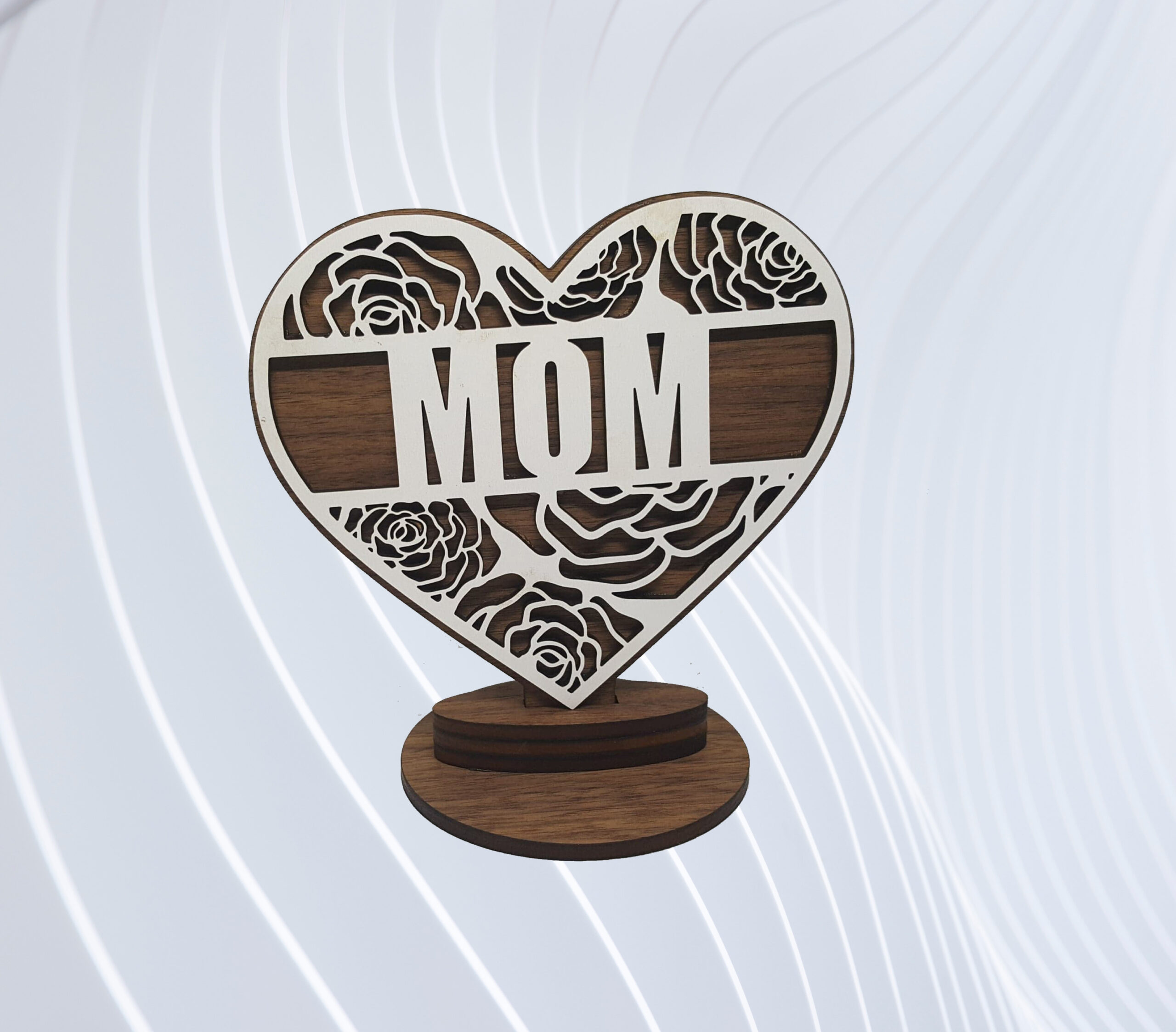 Mom Heart - Walnut