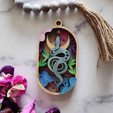 Hand-painted Oval Snake Ornament